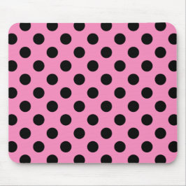 Black polka dots på rosa musmatta