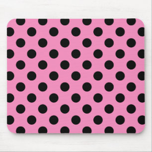 Black polka dots på rosa musmatta