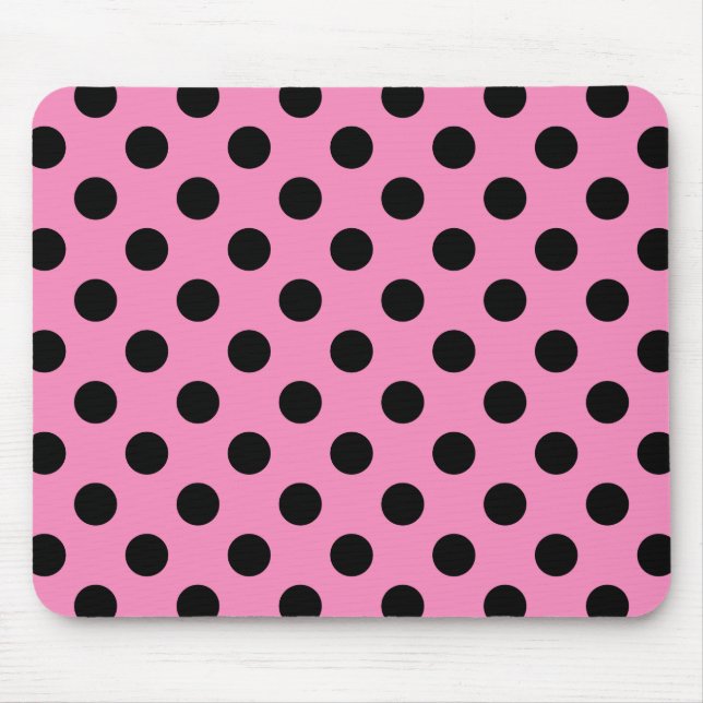 Black polka dots på rosa musmatta (Framsidan)