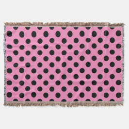 Black polka dots på rosa mysfilt
