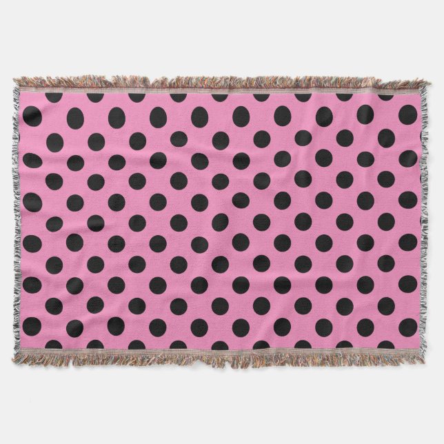 Black polka dots på rosa mysfilt (Framsidan)