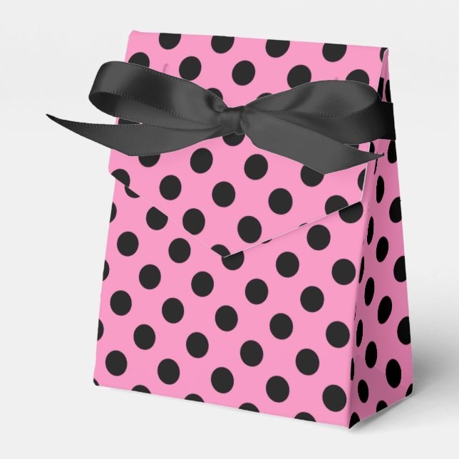 Black polka dots på rosa presentaskar (Framsidan Sidan)