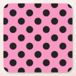 Black polka dots på rosa underlägg papper kvadrat<br><div class="desc">Black polka dots på rosa</div>