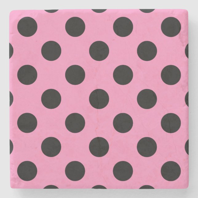 Black polka dots på rosa underlägg sten (Framsidan)