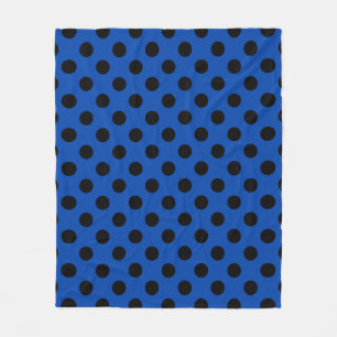 Black polka dots på royal blue fleecefilt