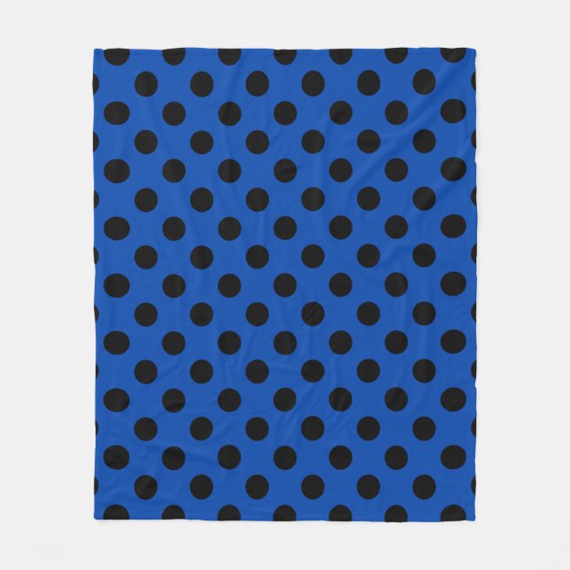 Black polka dots på royal blue fleecefilt (Framsidan)