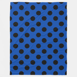 Black polka dots på royal blue fleecefilt
