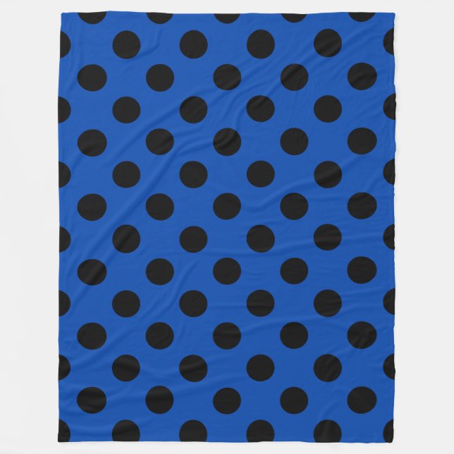 Black polka dots på royal blue fleecefilt (Framsidan)