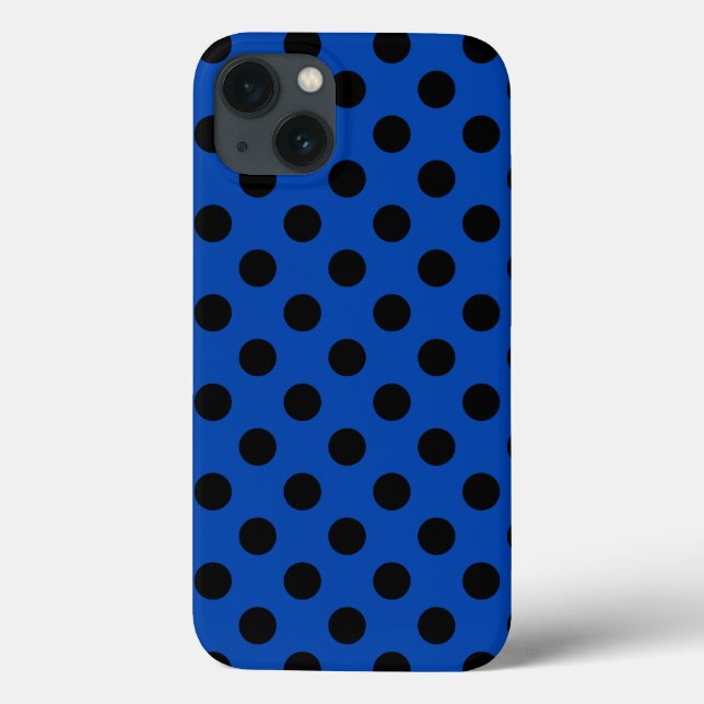 Black polka dots på royal blue Fodral-Mate iPhone  (Baksida)