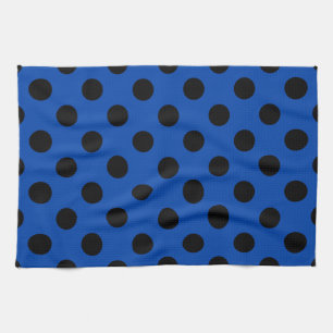 Black polka dots på royal blue kökshandduk