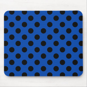 Black polka dots på royal blue musmatta