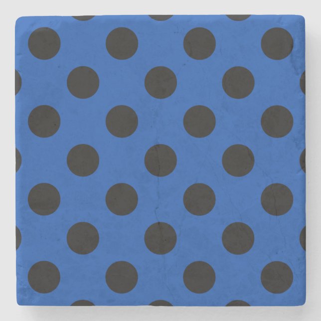 Black polka dots på royal blue stenunderlägg (Framsidan)