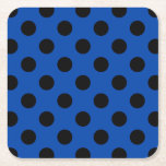 Black polka dots på royal blue underlägg papper kvadrat<br><div class="desc">Black polka dots på royal blue</div>