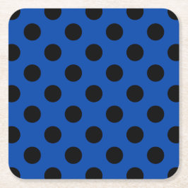 Black polka dots på royal blue underlägg papper kvadrat