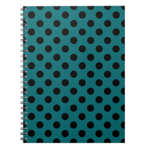 Black polka dots på teal anteckningsbok med spiral