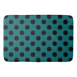 Black polka dots på teal badrumsmatta