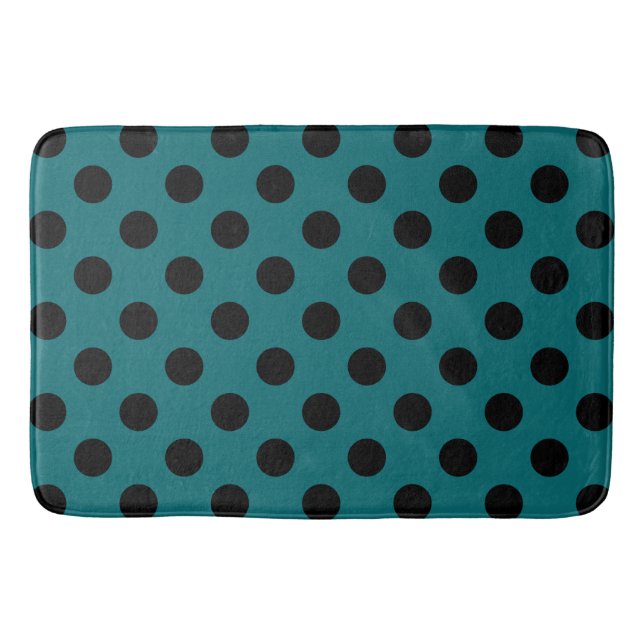 Black polka dots på teal badrumsmatta (Framsidan)
