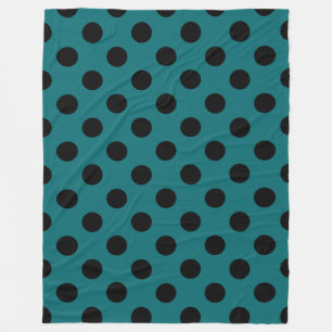 Black polka dots på teal fleecefilt