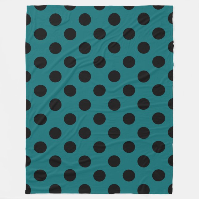 Black polka dots på teal fleecefilt (Framsidan)