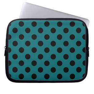 Black polka dots på teal laptop fodral