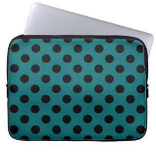 Black polka dots på teal laptop fodral