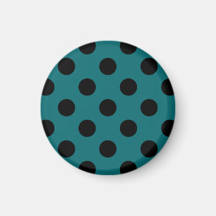 Black polka dots på teal magnet