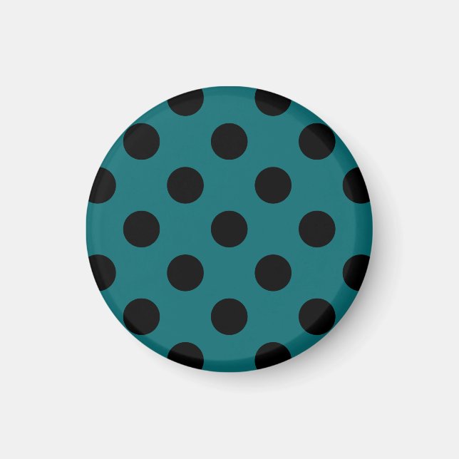 Black polka dots på teal magnet (Framsidan)