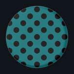 Black polka dots på teal magnet<br><div class="desc">Black polka dots på teal</div>