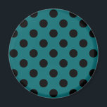 Black polka dots på teal magnet<br><div class="desc">Black polka dots på teal</div>