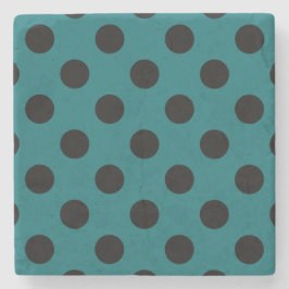 Black polka dots på teal stenunderlägg