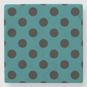 Black polka dots på teal stenunderlägg