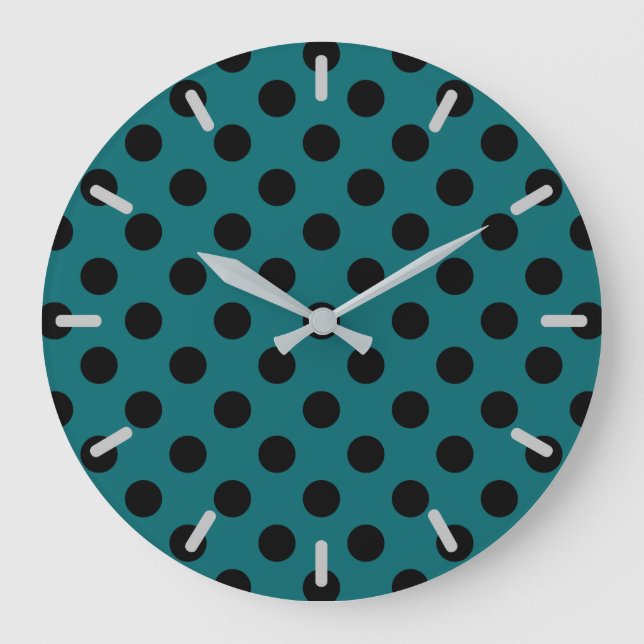 Black polka dots på teal stor klocka (Framsida)