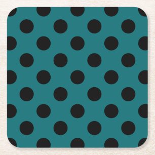 Black polka dots på teal underlägg papper kvadrat