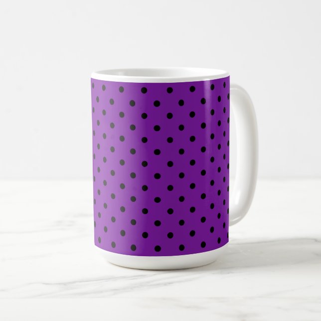 Black Polka dots på Violet Lila Kaffemugg (Framsida höger)