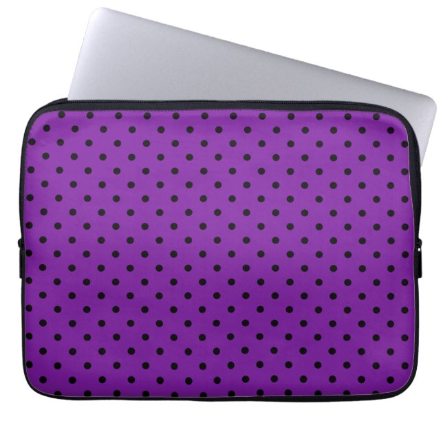 Black Polka dots på Violet Lila Laptop Fodral (Framsidan)