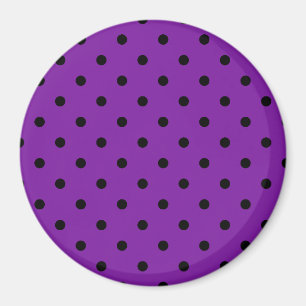 Black Polka dots på Violet Lila Magnet
