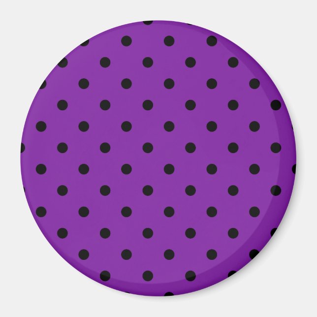 Black Polka dots på Violet Lila Magnet (Framsidan)