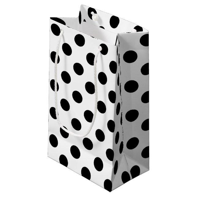 Black polka dots på vit (Framsidan Vinklad)