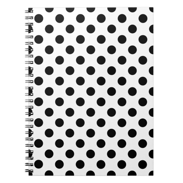 Black polka dots på vit anteckningsbok med spiral (Framsidan)