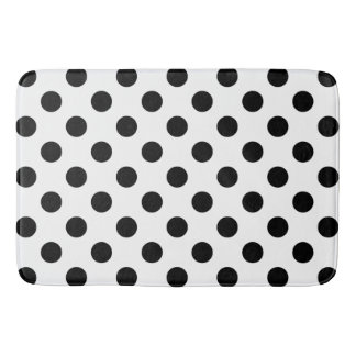 Black polka dots på vit badrumsmatta