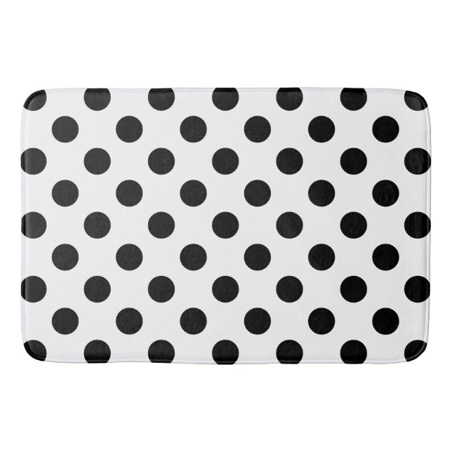 Black polka dots på vit badrumsmatta (Framsidan)