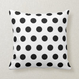 Black polka dots på vit bakgrundskudde kudde