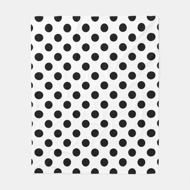 Black polka dots på vit fleecefilt (Framsidan)