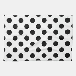 Black polka dots på vit kökshandduk