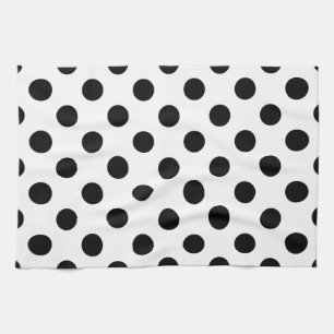Black polka dots på vit kökshandduk