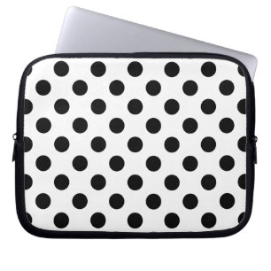 Black polka dots på vit laptop sleeve