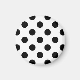 Black polka dots på vit magnet