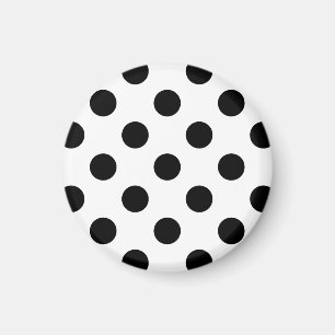 Black polka dots på vit magnet
