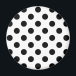 Black polka dots på vit magnet<br><div class="desc">Black polka dots på vit</div>