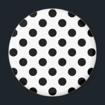 Black polka dots på vit magnet<br><div class="desc">Black polka dots på vit</div>